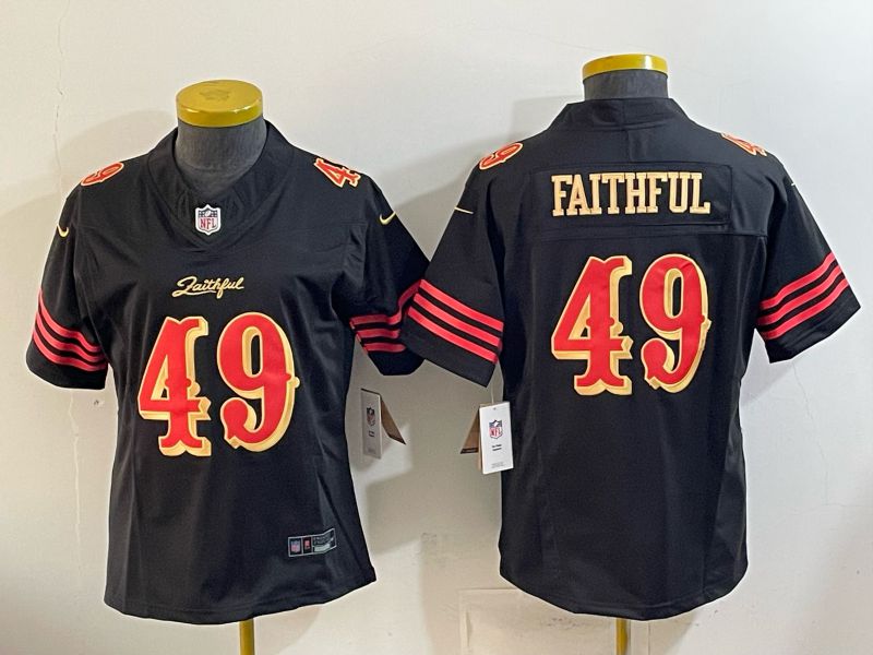 Youth 2026 San Francisco 49ers #49 Faithful Black gold Nike Limited NFL Jersey style 001->youth nfl jersey->Youth Jersey